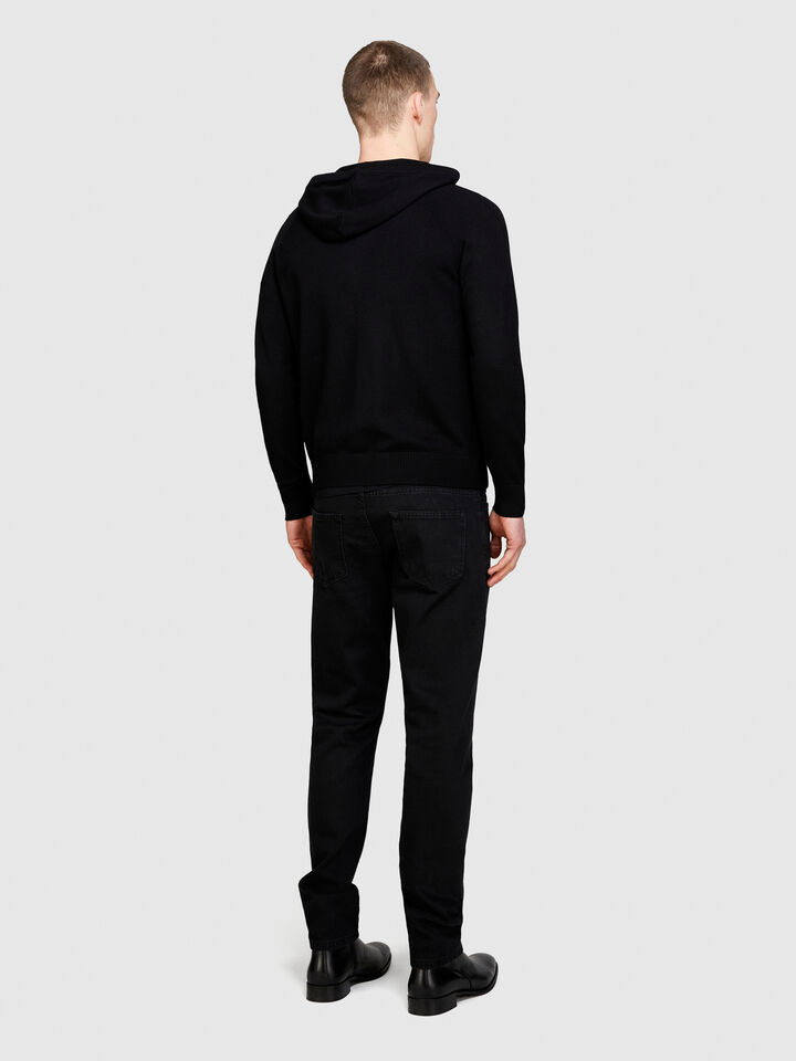 Knit sweatshirt with zip and hood - men's sweatshirts - Black | Sisley image number 3